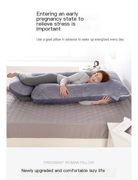 J-Shaped Pregnancy Pillow with Crystal Velvet Cover
