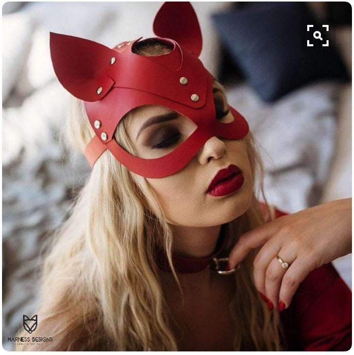 Halloween Festival Fox Leather Mask with Rhinestones